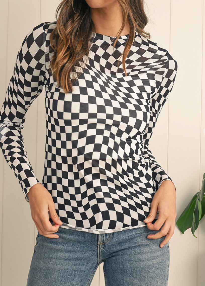 Black Checkered Long Sleeve